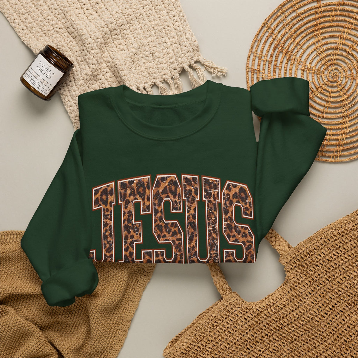 JESUS Leopard Print Sweatshirt