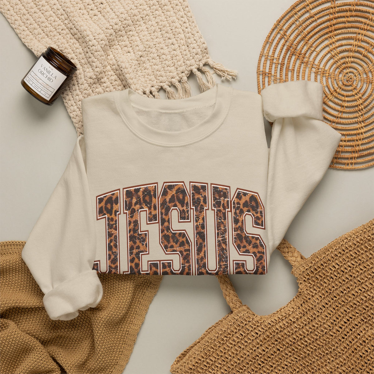 JESUS Leopard Print Sweatshirt