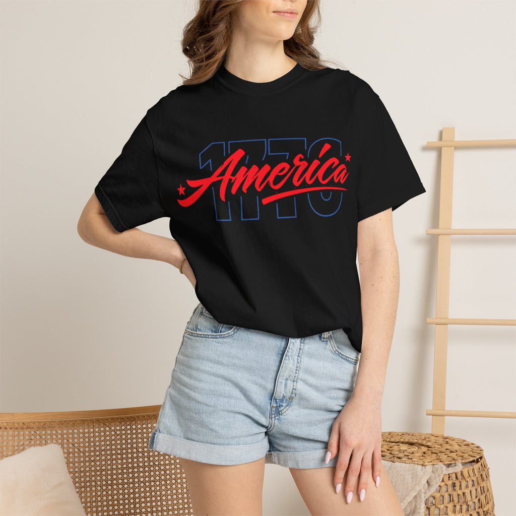 America Script Tee — Retro Patriotic USA Graphic T-Shirt