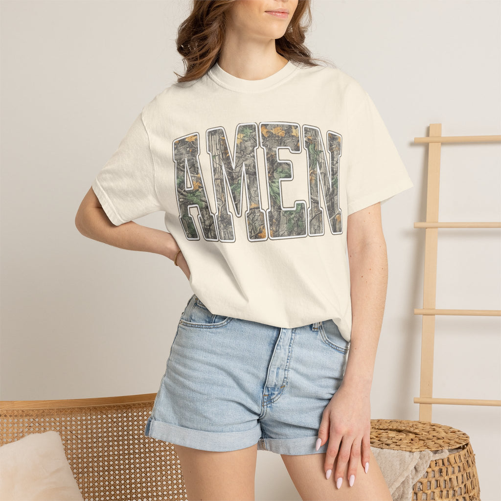 Amen Camo T-Shirt — Garment-Dyed Christian Tee
