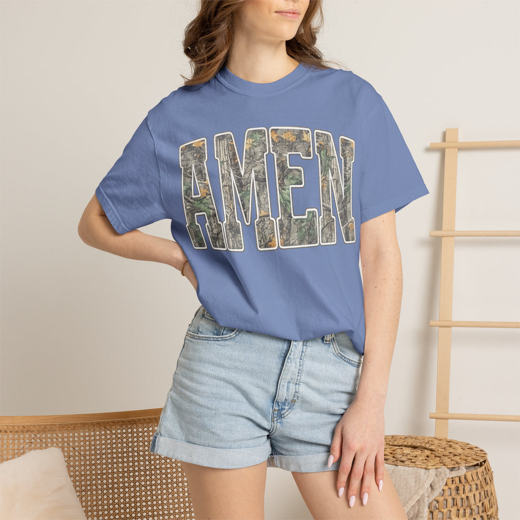 Amen Camo T-Shirt — Garment-Dyed Christian Tee