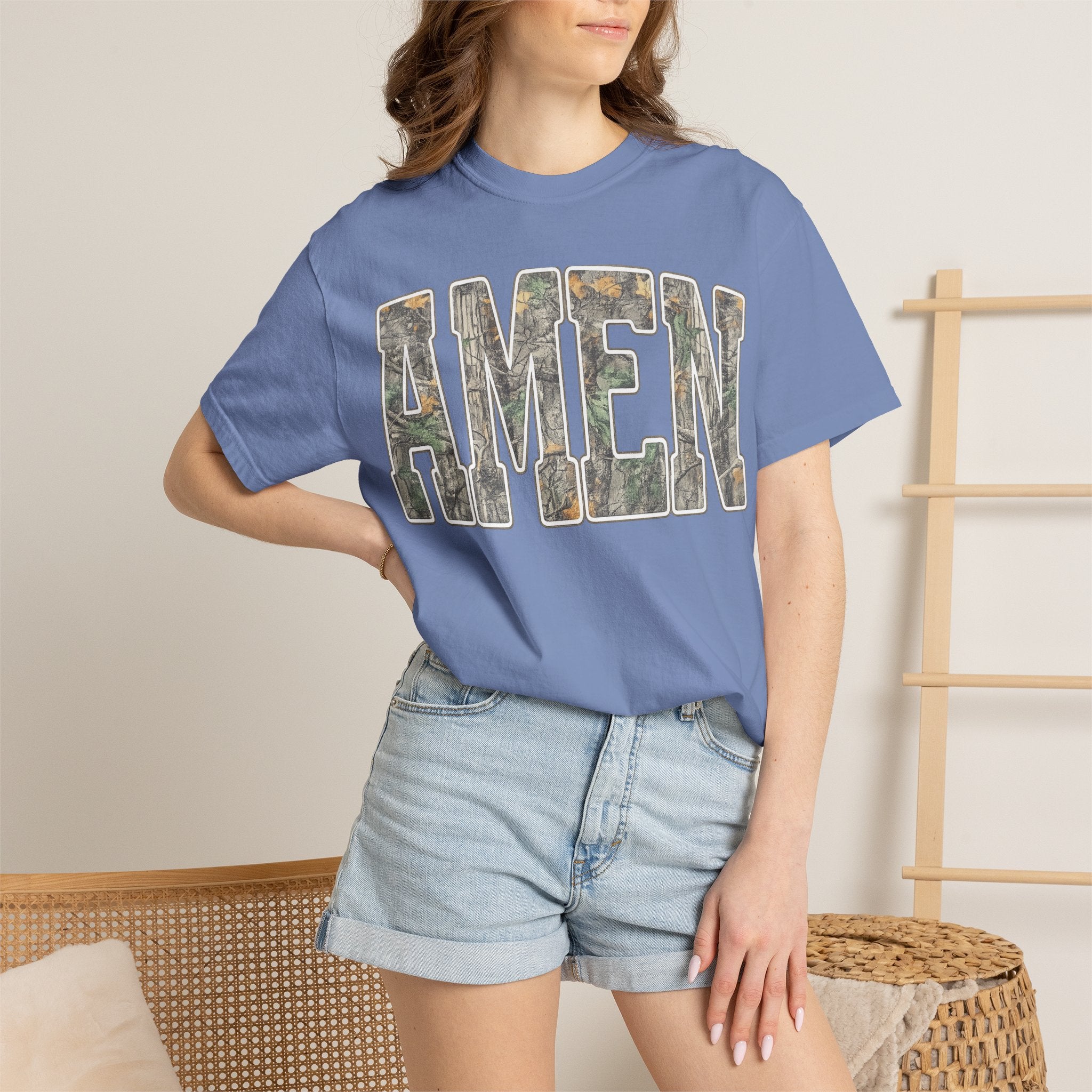 Amen Camo T-Shirt — Garment-Dyed Christian Tee