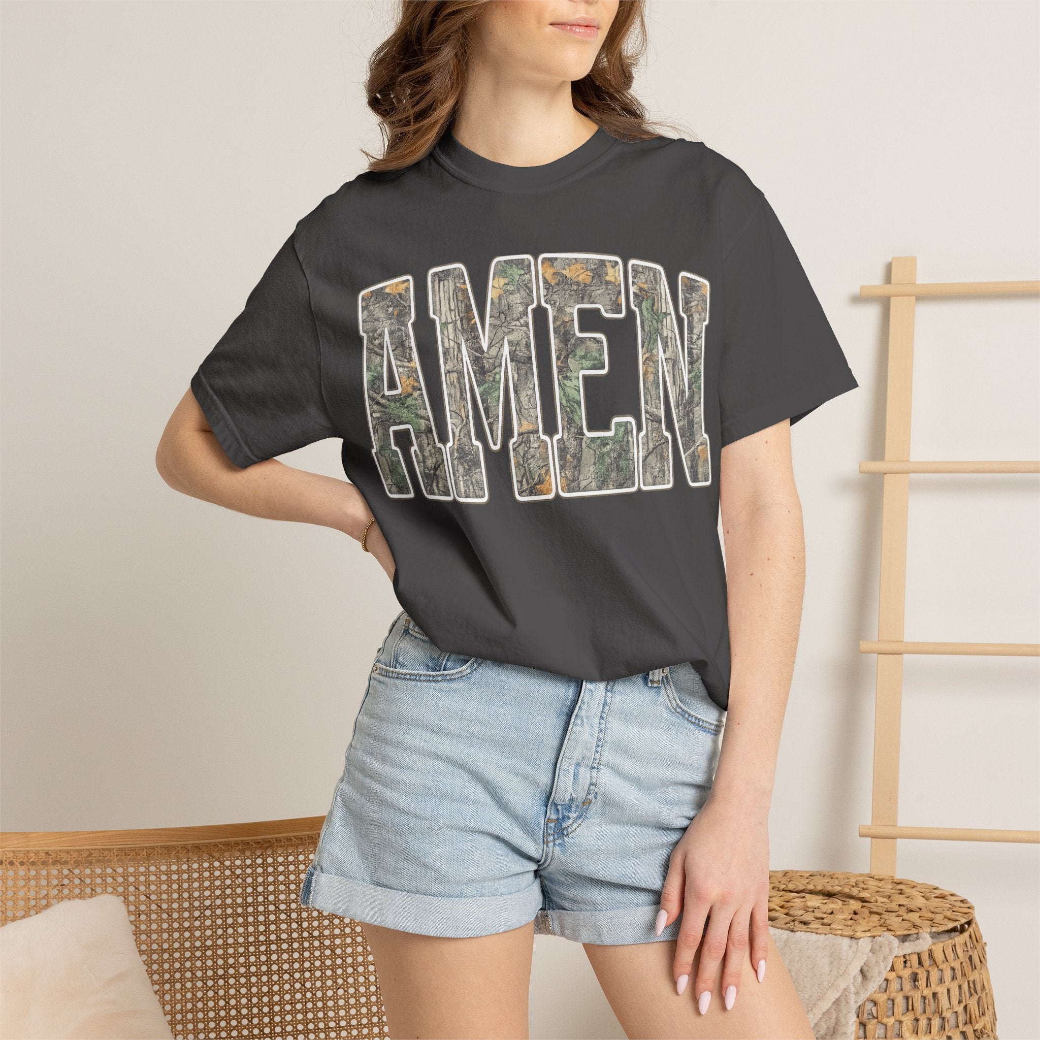 Amen Camo T-Shirt — Garment-Dyed Christian Tee
