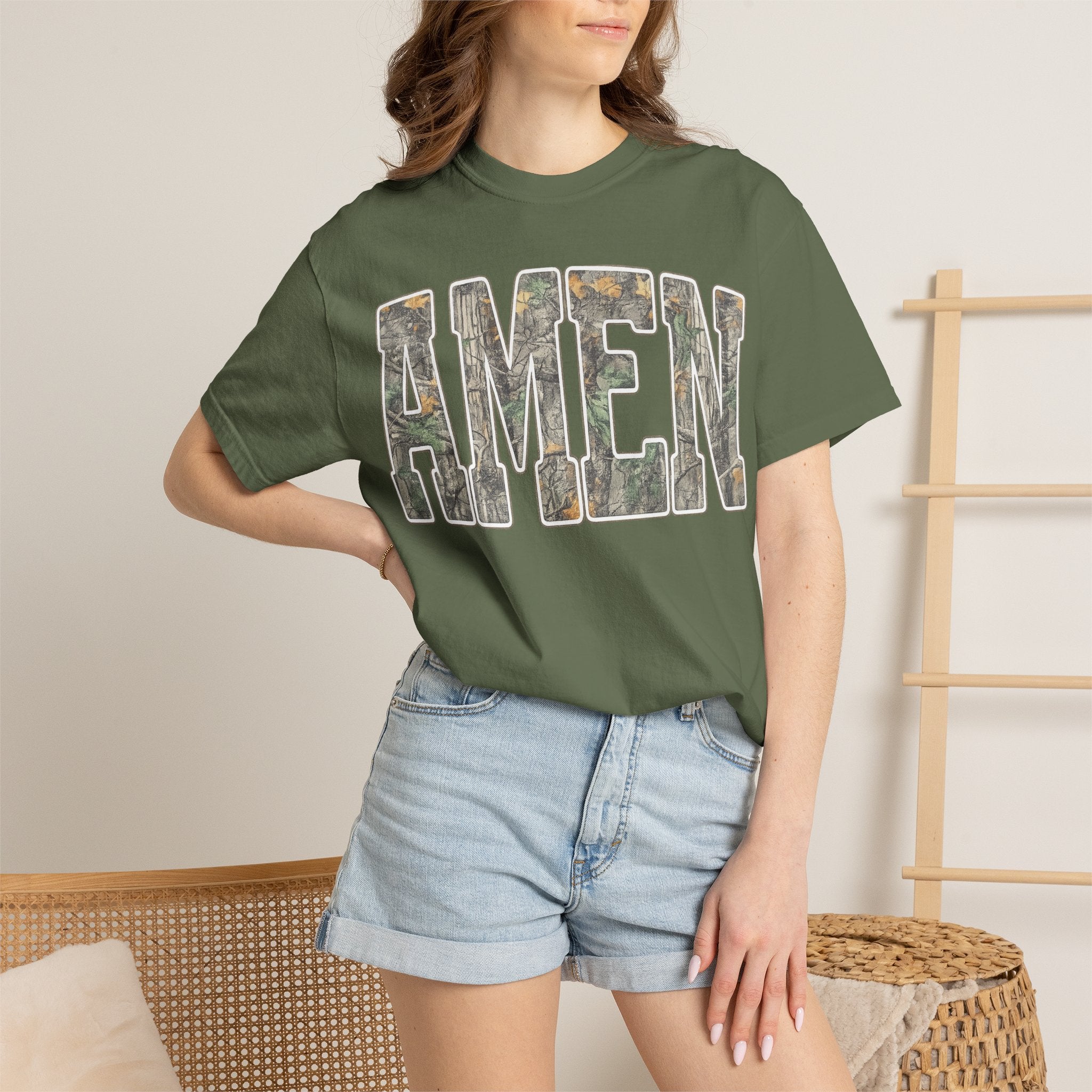 Amen Camo T-Shirt — Garment-Dyed Christian Tee