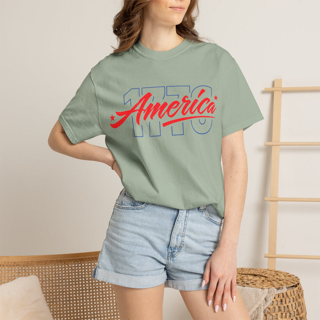 America Script Tee — Retro Patriotic USA Graphic T-Shirt