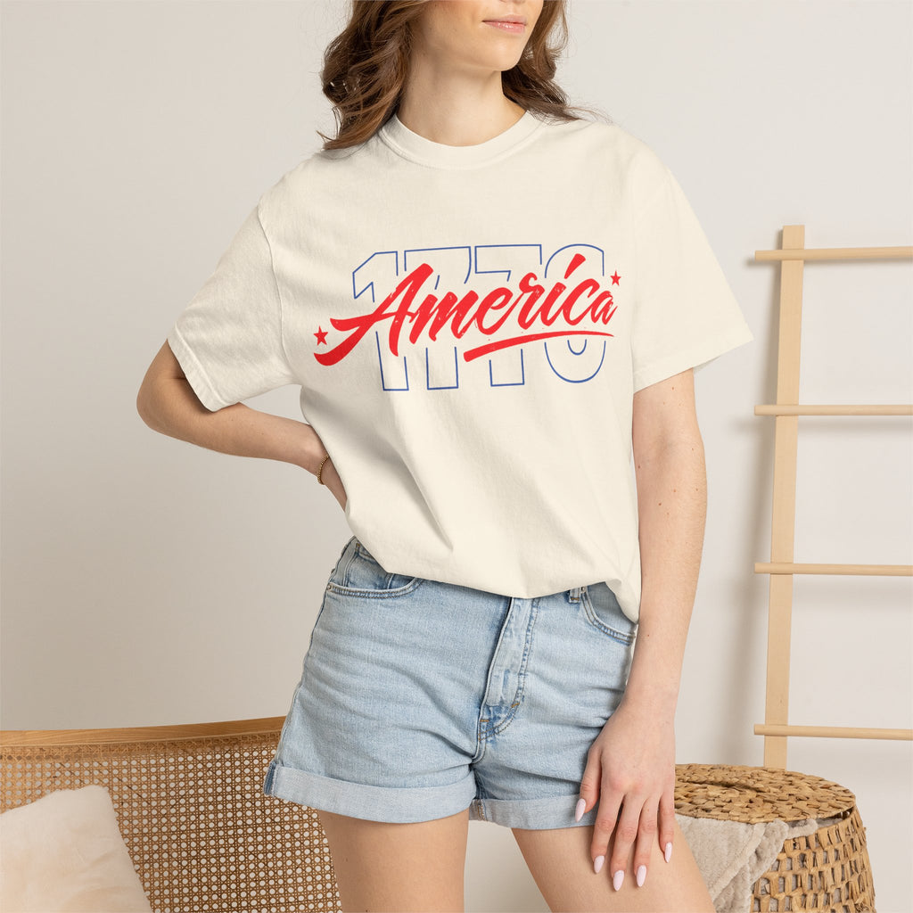 America Script Tee — Retro Patriotic USA Graphic T-Shirt