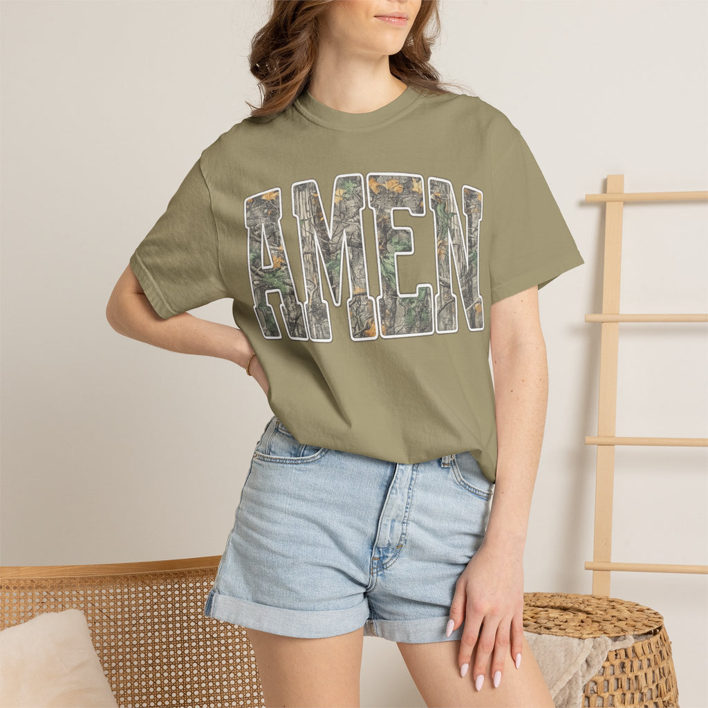 Amen Camo T-Shirt — Garment-Dyed Christian Tee