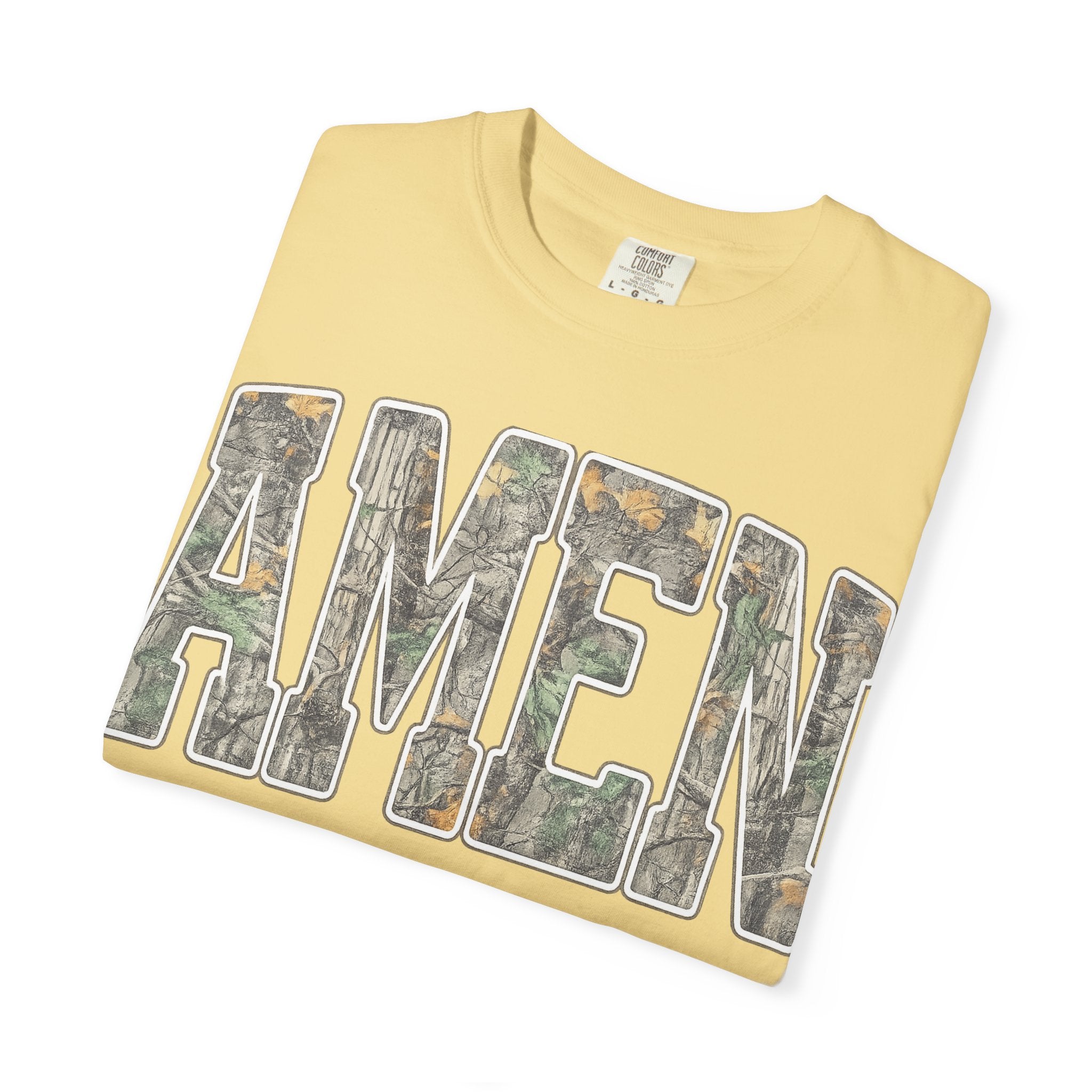 Amen Camo T-Shirt — Garment-Dyed Christian Tee