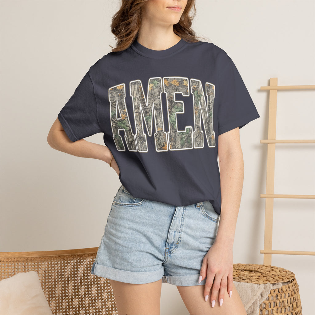 Amen Camo T-Shirt — Garment-Dyed Christian Tee