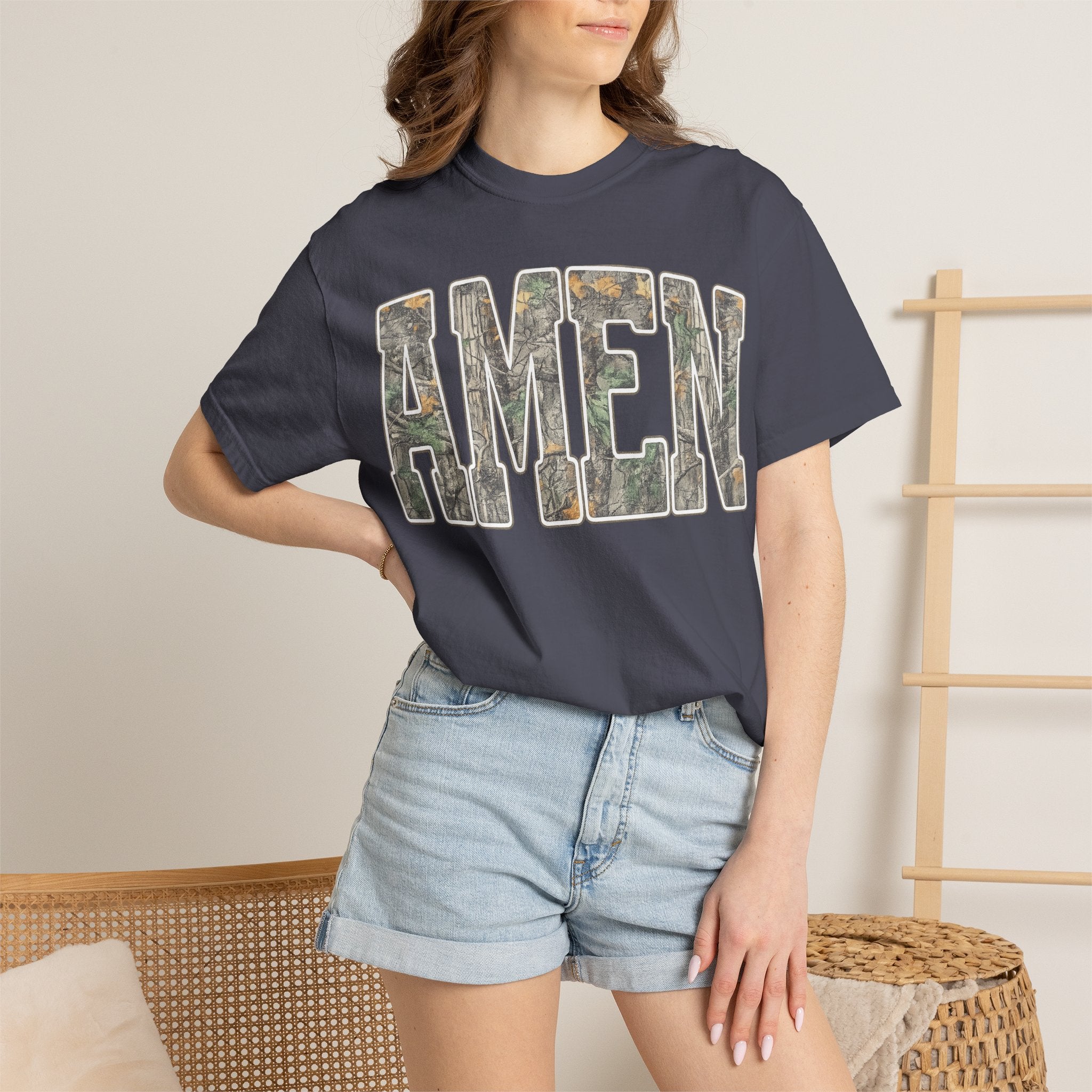 Amen Camo T-Shirt — Garment-Dyed Christian Tee