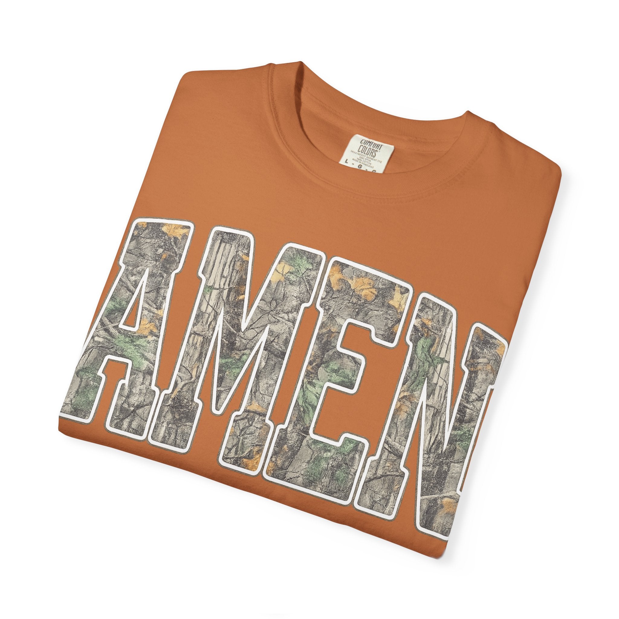 Amen Camo T-Shirt — Garment-Dyed Christian Tee