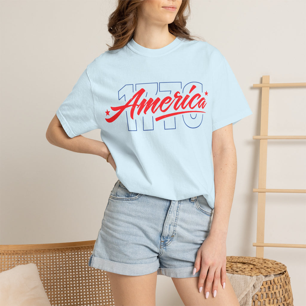 America Script Tee — Retro Patriotic USA Graphic T-Shirt