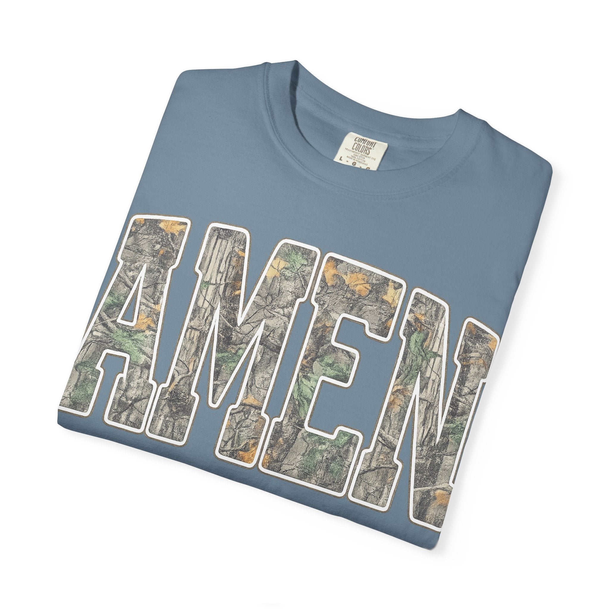 Amen Camo T-Shirt — Garment-Dyed Christian Tee