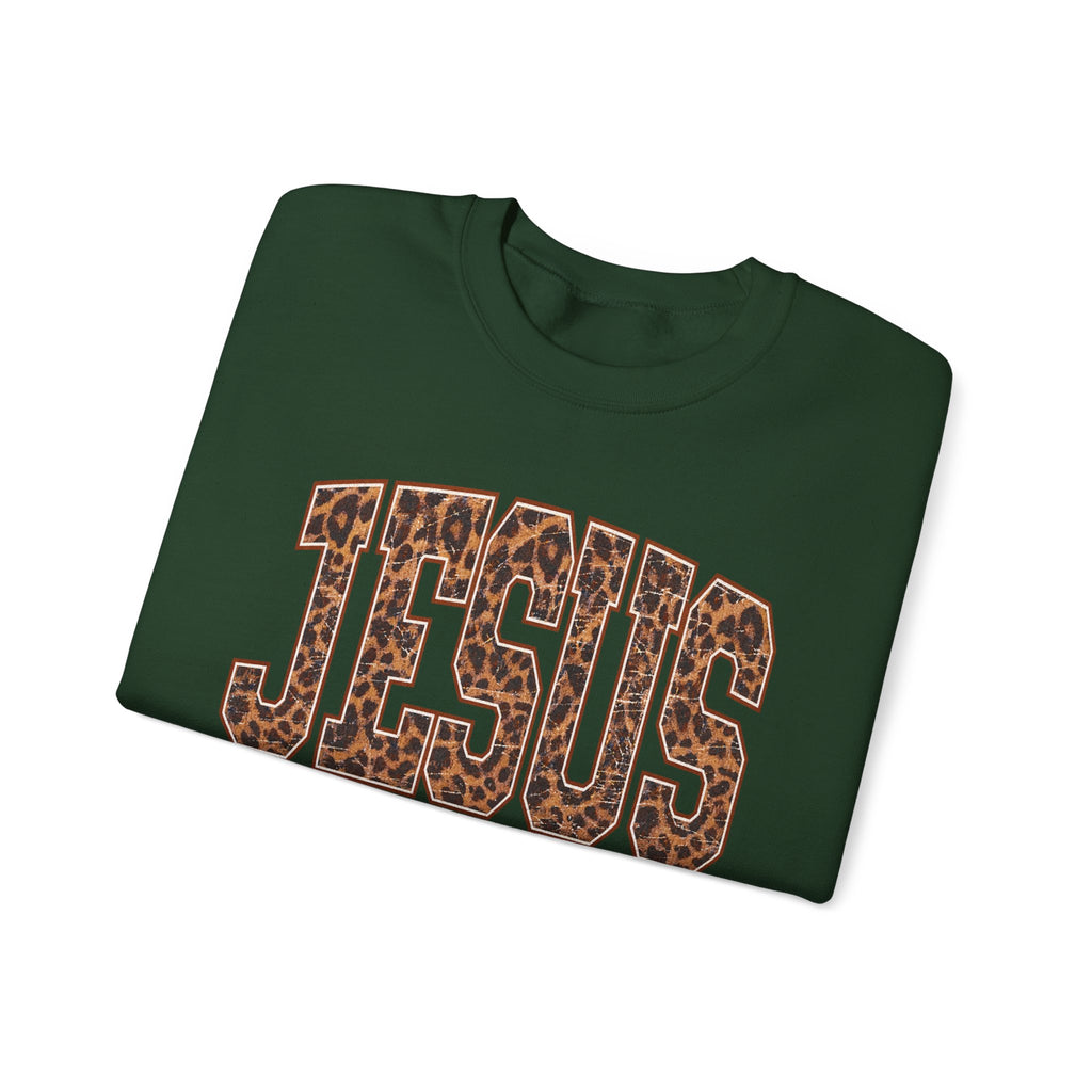 JESUS Leopard Print Sweatshirt