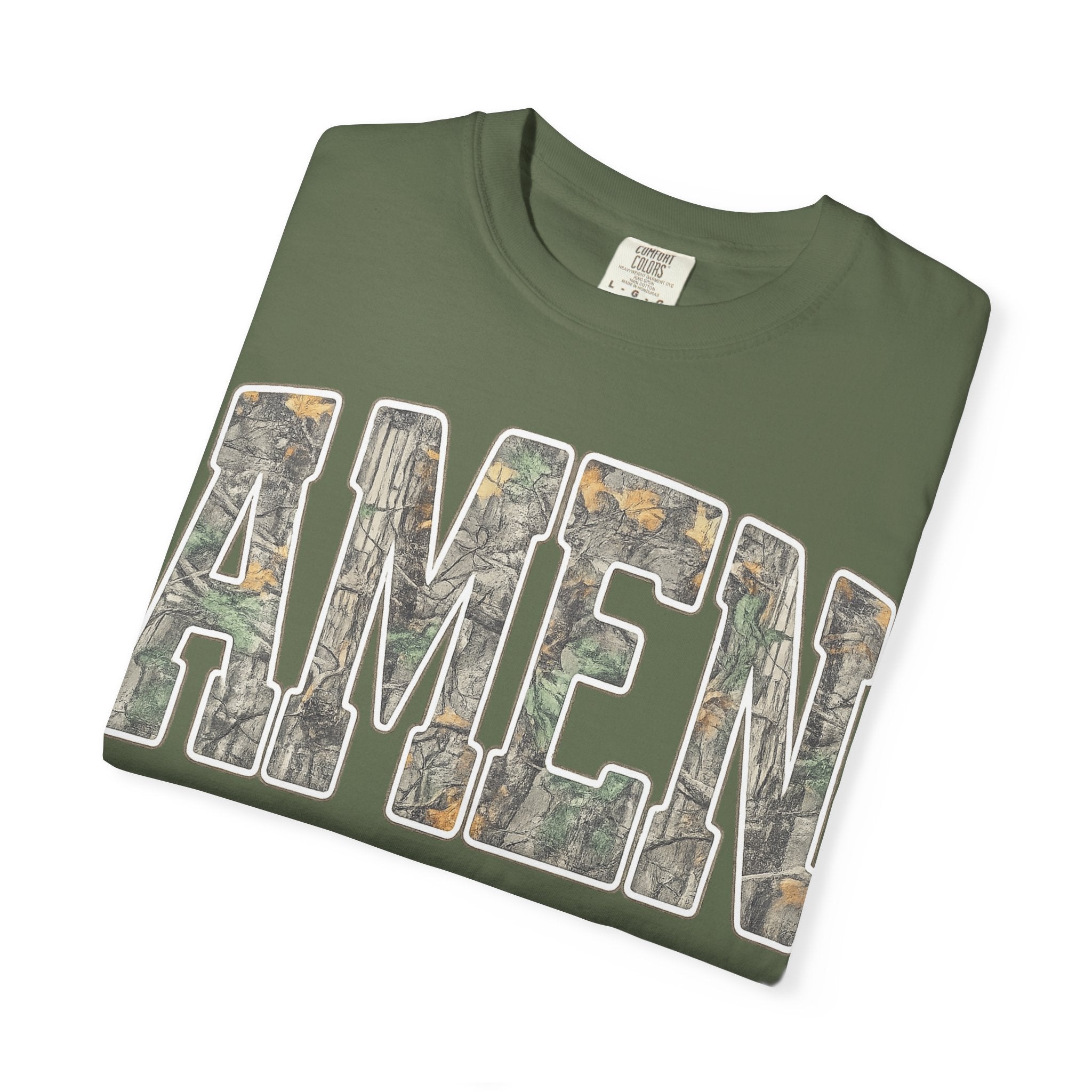Amen Camo T-Shirt — Garment-Dyed Christian Tee