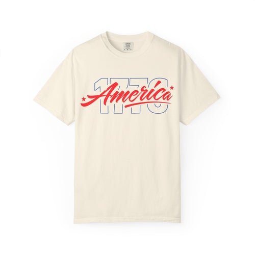 America Script Tee — Retro Patriotic USA Graphic T-Shirt