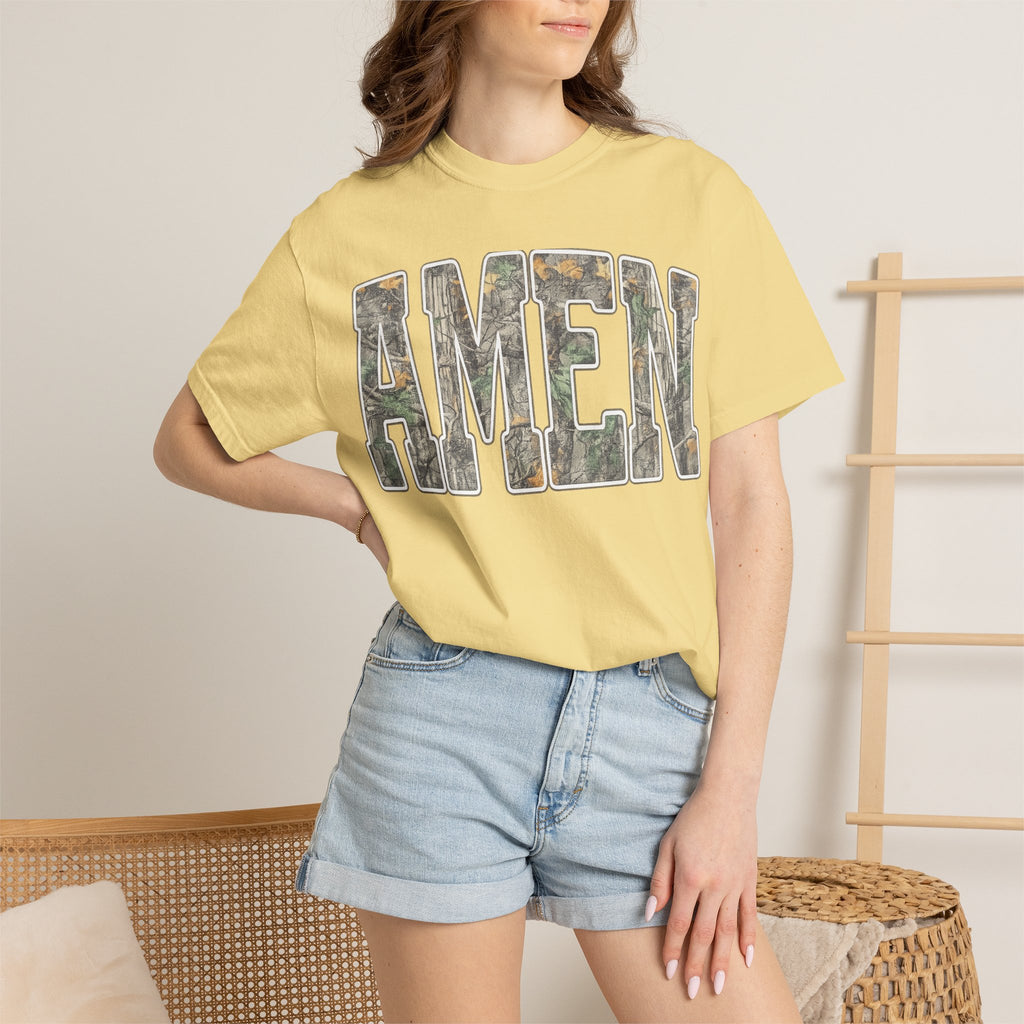 Amen Camo T-Shirt — Garment-Dyed Christian Tee