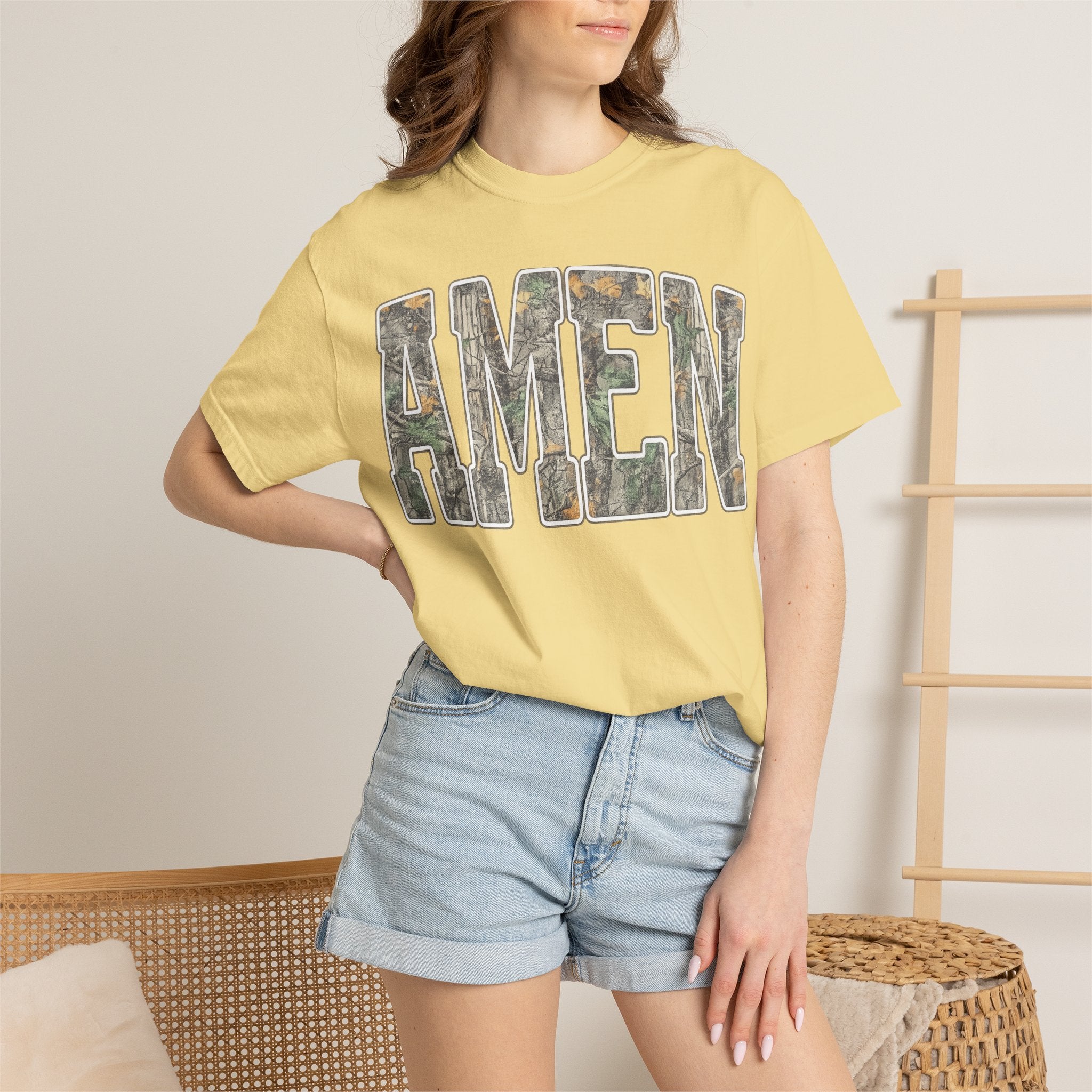 Amen Camo T-Shirt — Garment-Dyed Christian Tee
