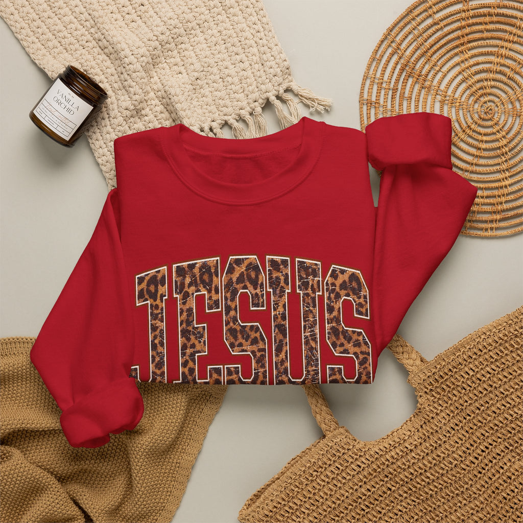 JESUS Leopard Print Sweatshirt