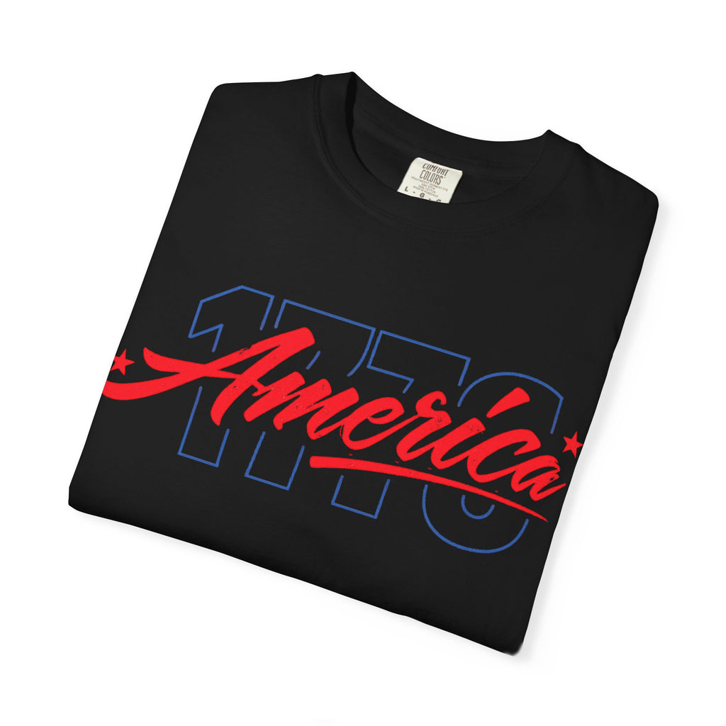 America Script Tee — Retro Patriotic USA Graphic T-Shirt