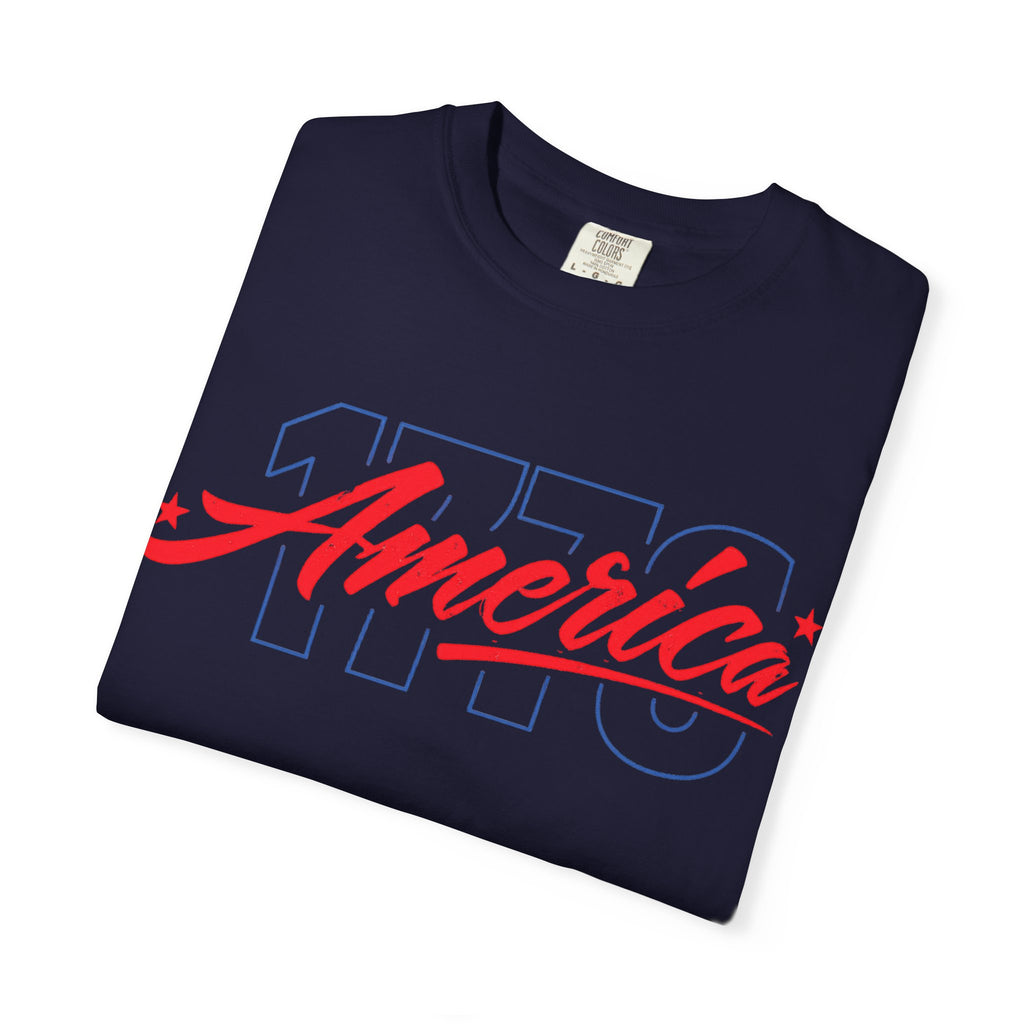 America Script Tee — Retro Patriotic USA Graphic T-Shirt
