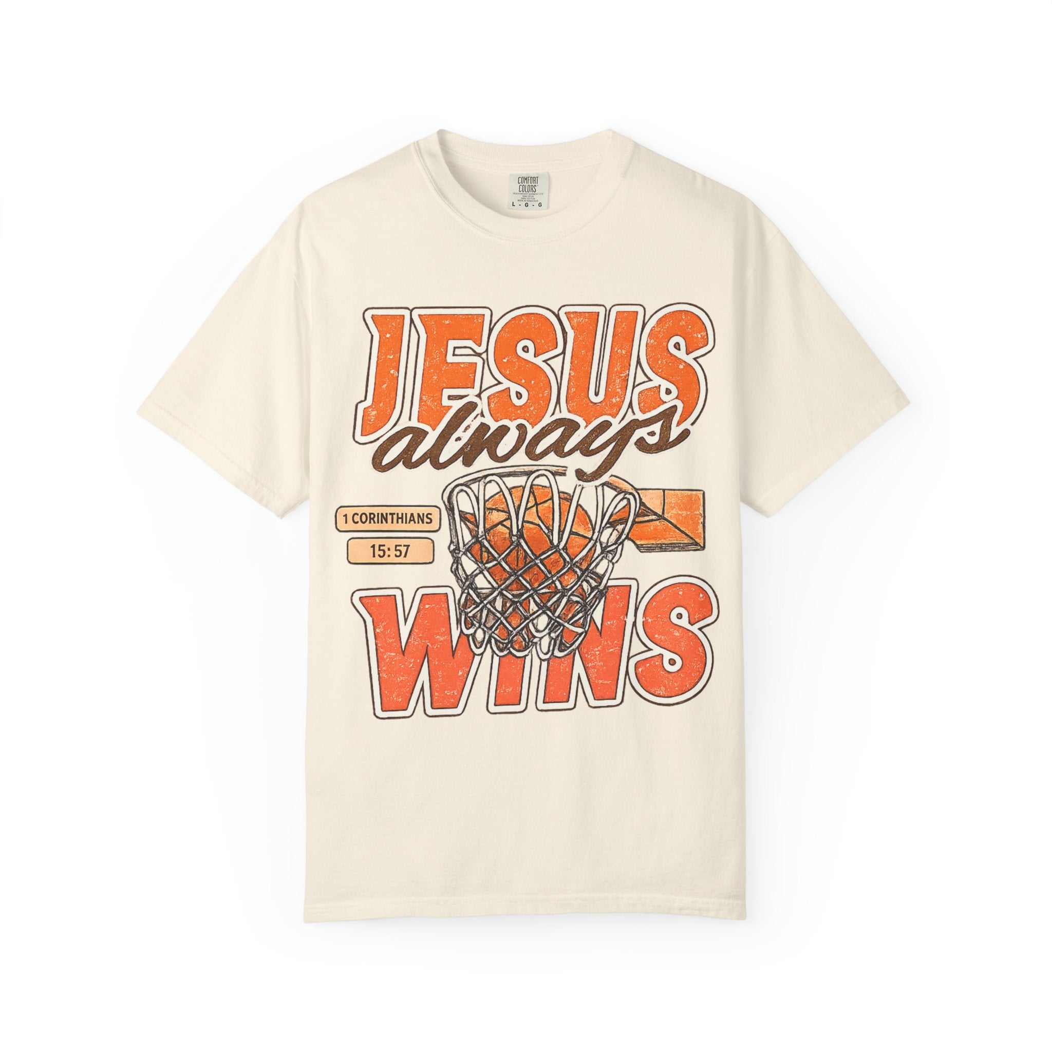 Jesus Always Wins T-Shirt — Christian Basketball Graphic Tee (1 Corinthians 15:57)