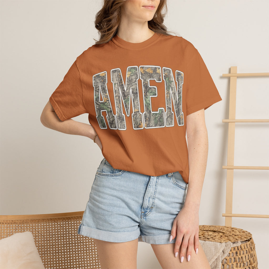 Amen Camo T-Shirt — Garment-Dyed Christian Tee