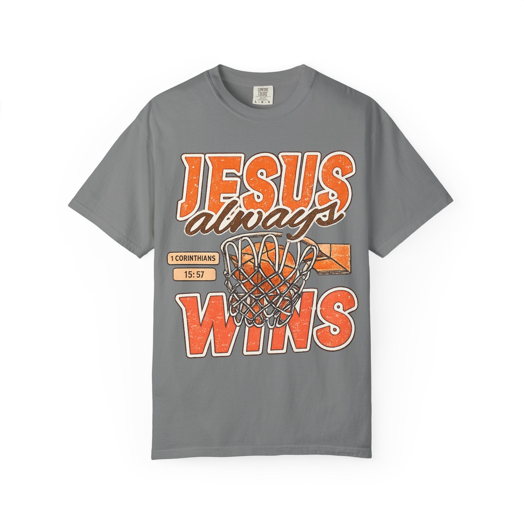 Jesus Always Wins T-Shirt — Christian Basketball Graphic Tee (1 Corinthians 15:57)