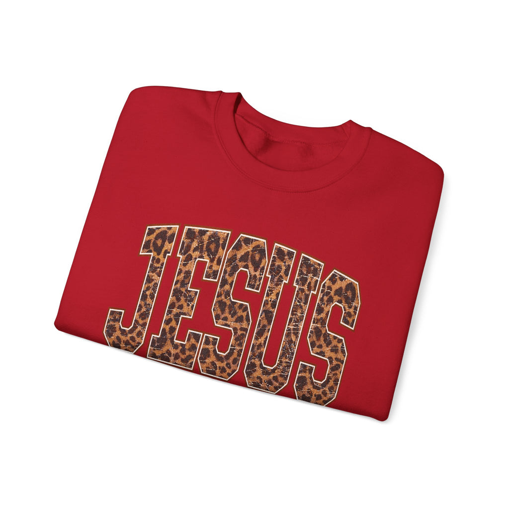 JESUS Leopard Print Sweatshirt