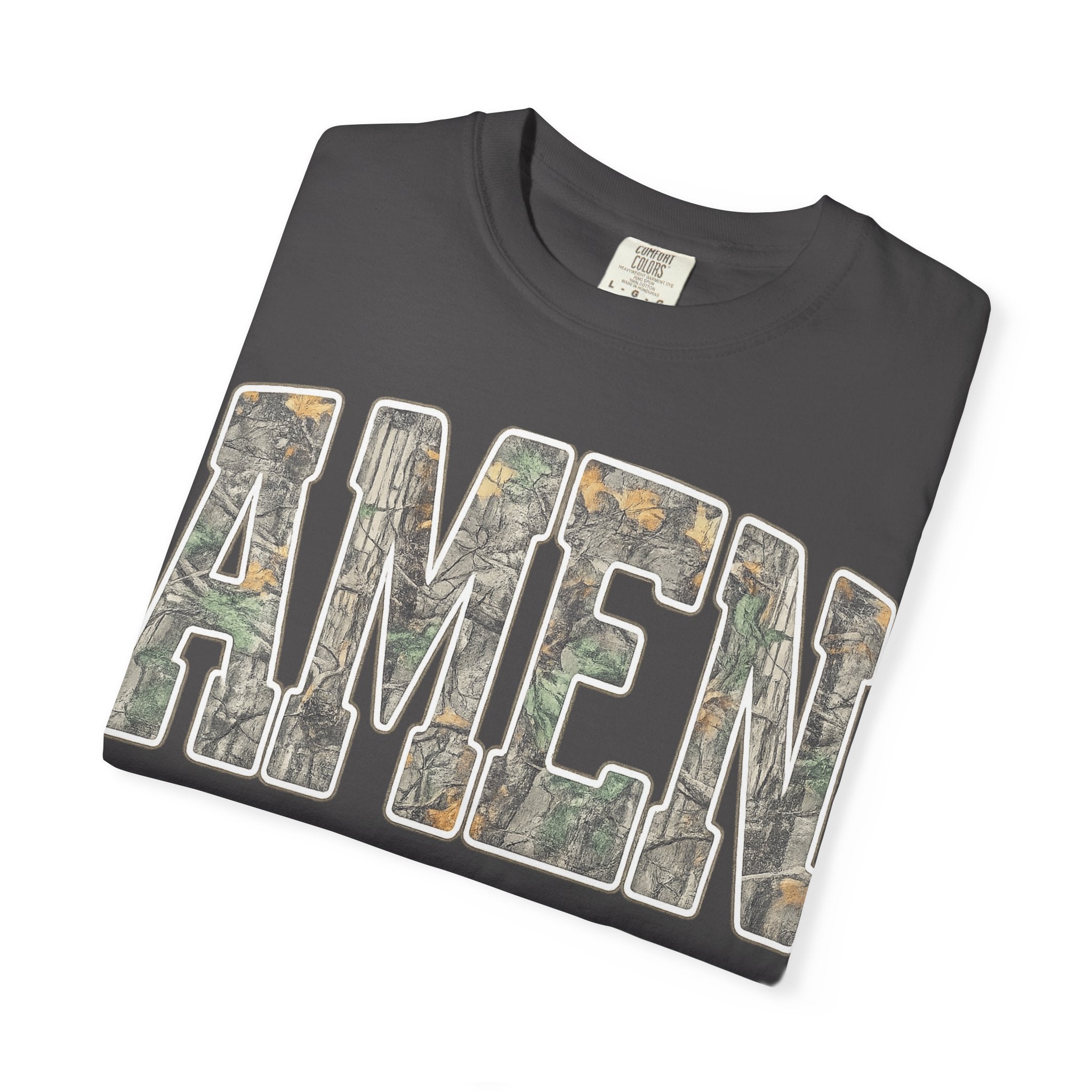 Amen Camo T-Shirt — Garment-Dyed Christian Tee