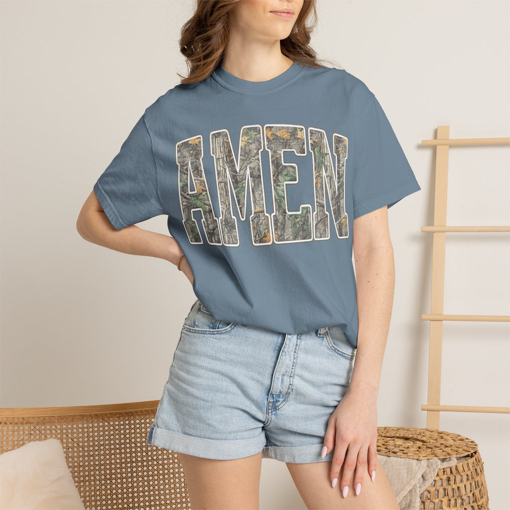 Amen Camo T-Shirt — Garment-Dyed Christian Tee