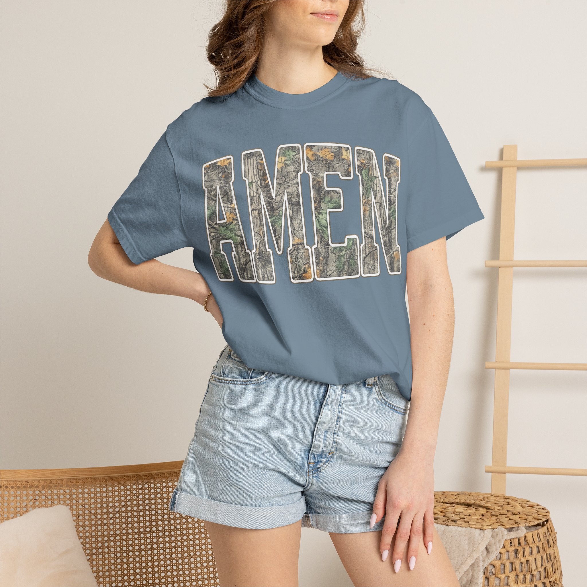 Amen Camo T-Shirt — Garment-Dyed Christian Tee