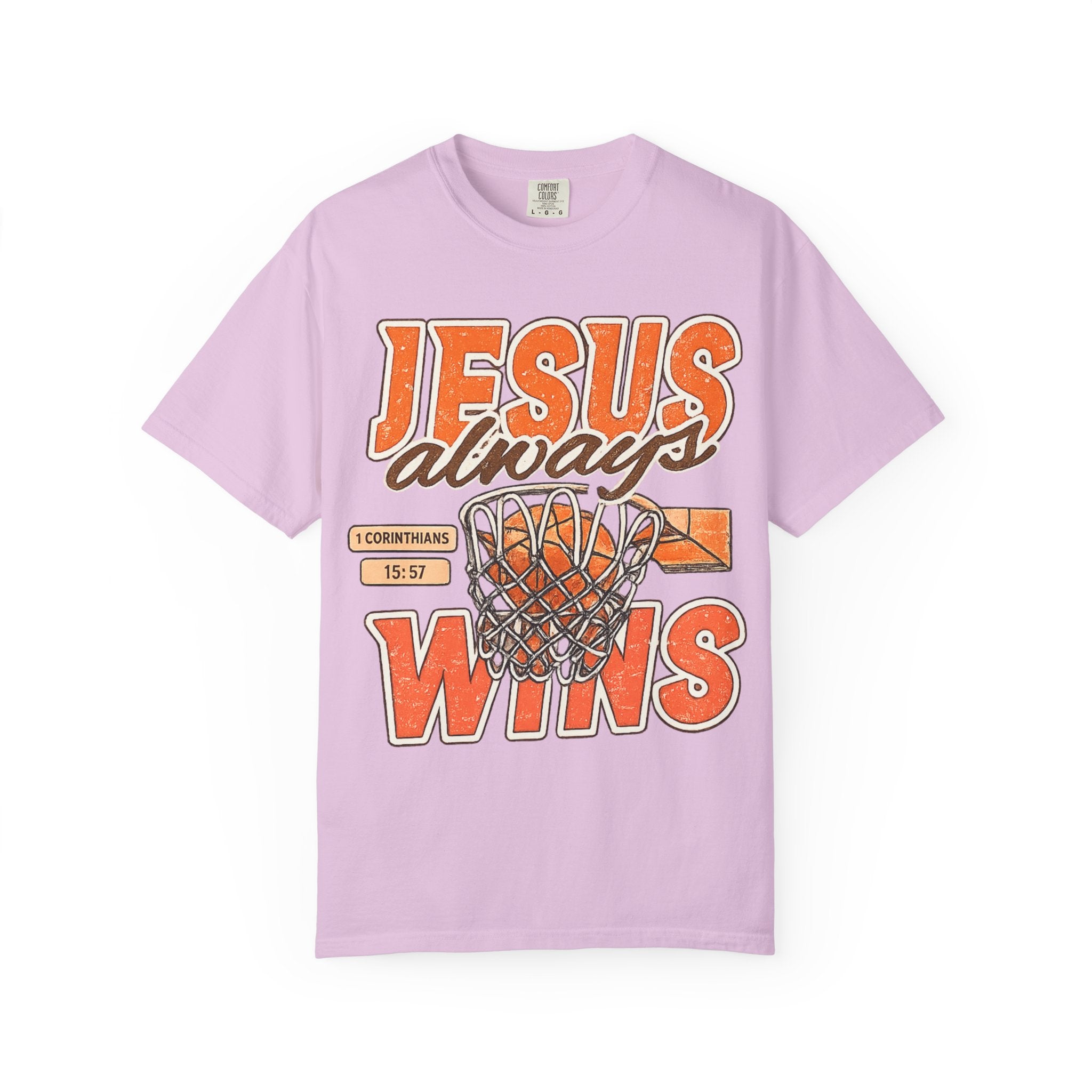 Jesus Always Wins T-Shirt — Christian Basketball Graphic Tee (1 Corinthians 15:57)