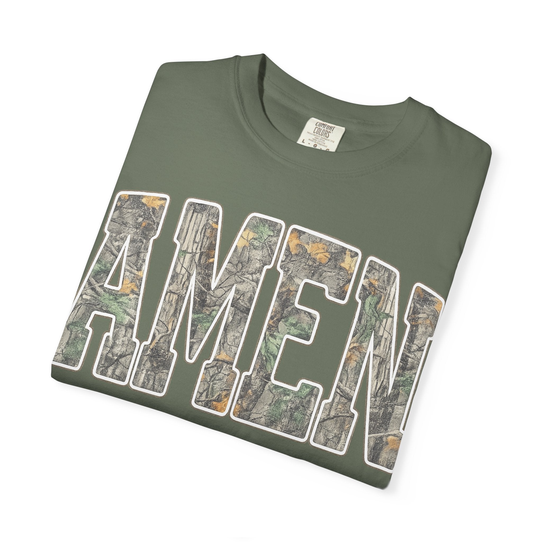 Amen Camo T-Shirt — Garment-Dyed Christian Tee
