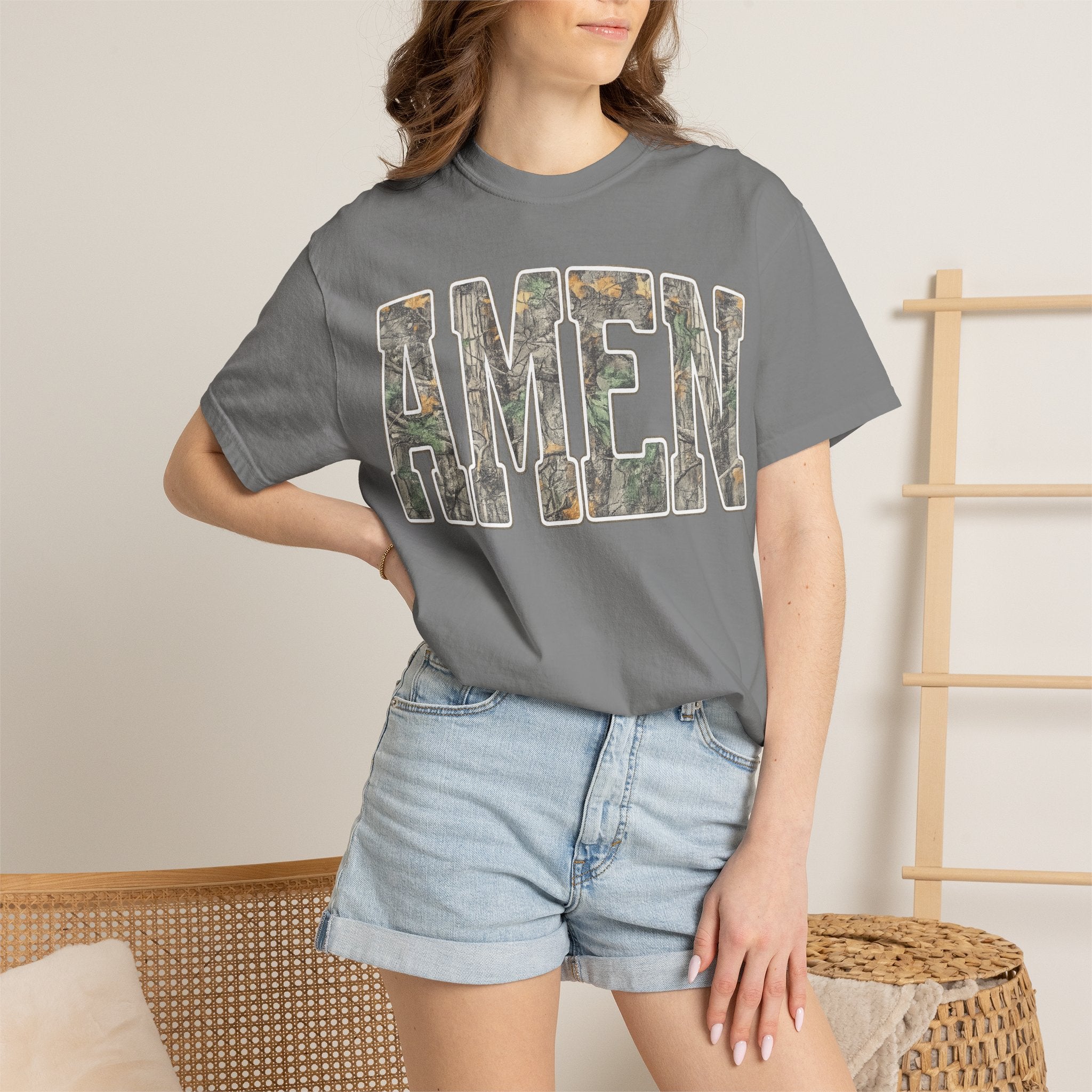Amen Camo T-Shirt — Garment-Dyed Christian Tee