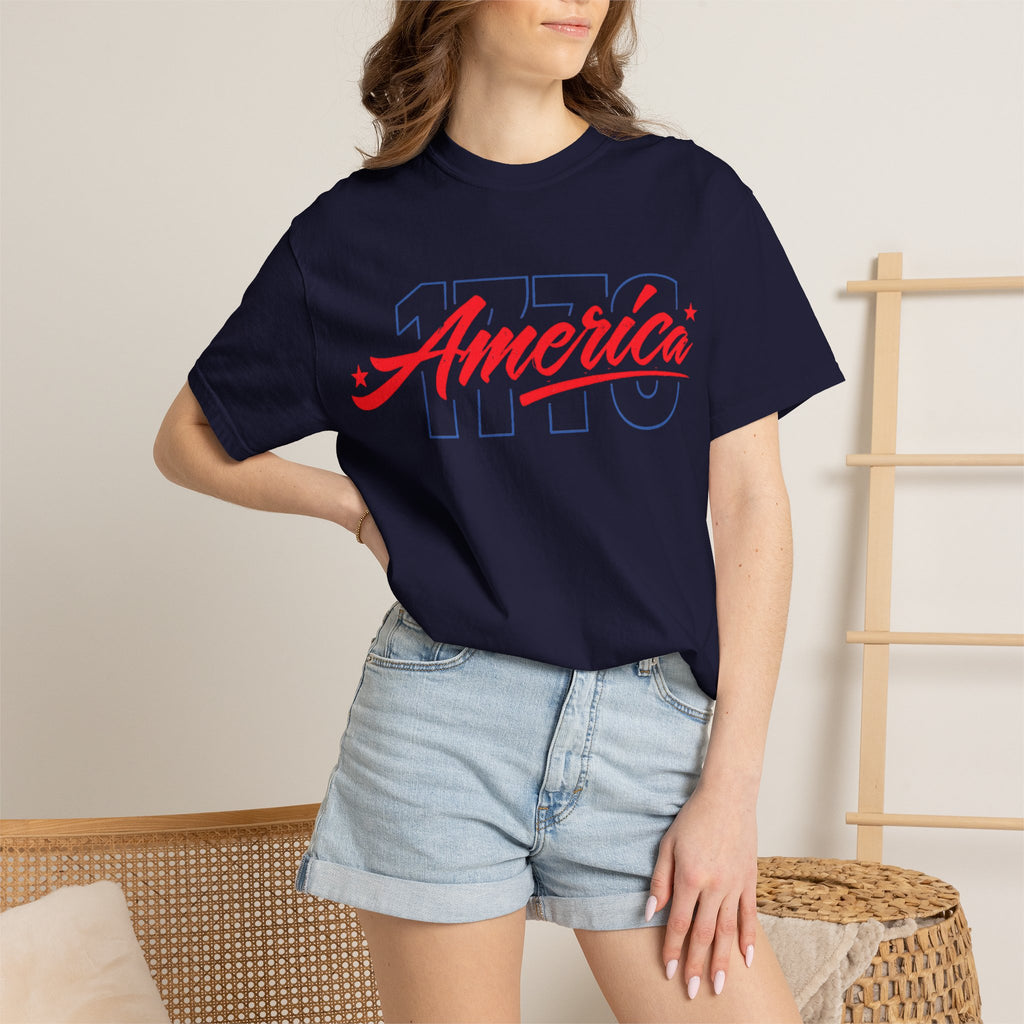 America Script Tee — Retro Patriotic USA Graphic T-Shirt