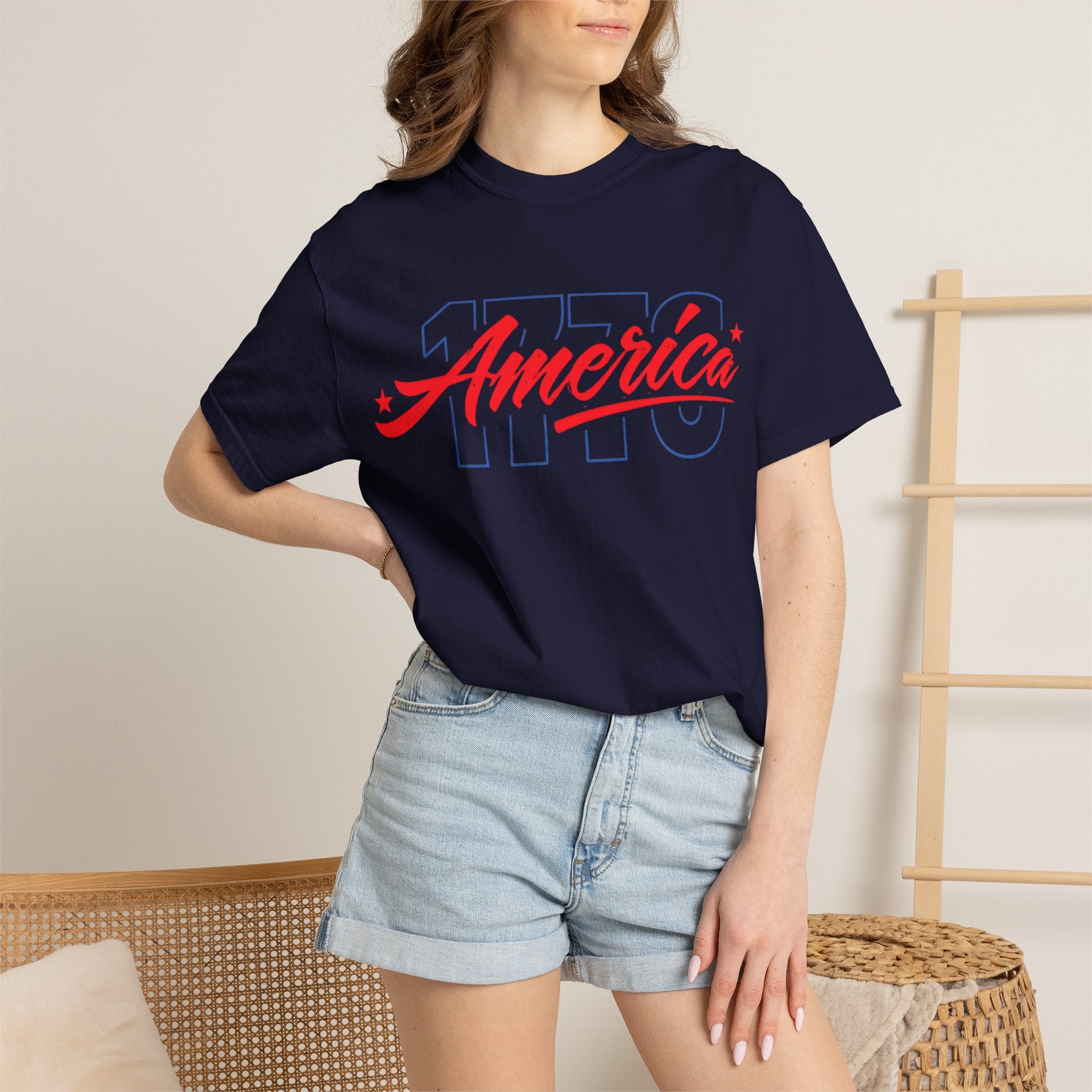 America Script Tee — Retro Patriotic USA Graphic T-Shirt